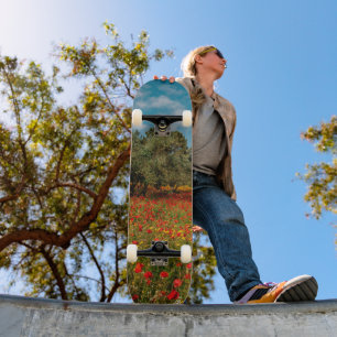 field with flowers and trees skateboard