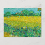 Field with Irises near Arles by Vincent van Gogh Postcard<br><div class="desc">Vincent van Gogh - Field with Irises near Arles,  1888. 
Vincent Willem van Gogh (1853-1890) was a Dutch Post-Impressionist painter who posthumously became one of the most famous and influential figures in Western art history.</div>