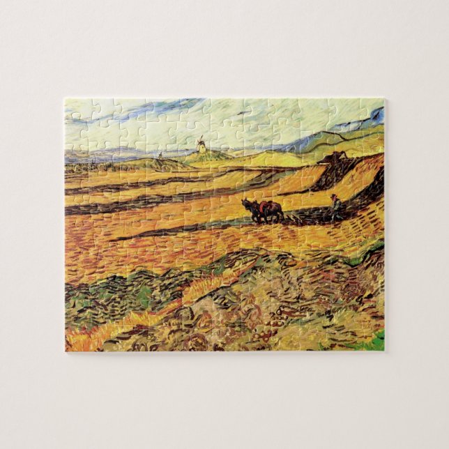 Field with Ploughman and Mill by Vincent van Gogh Jigsaw Puzzle (Horizontal)
