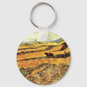 Field with Ploughman and Mill by Vincent van Gogh Keychain