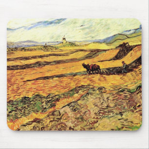 Field with Ploughman and Mill by Vincent van Gogh Mouse Pad