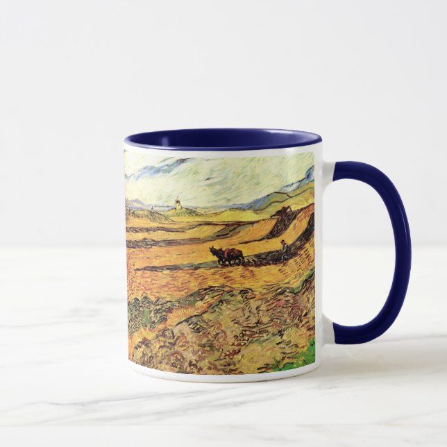 Field with Ploughman and Mill by Vincent van Gogh Mug (Right)