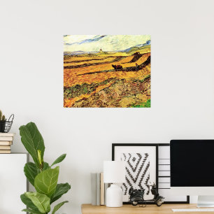Field with Ploughman and Mill by Vincent van Gogh Poster