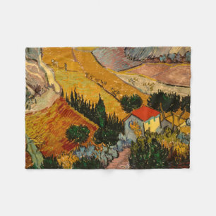 Field with Ploughman by Van Gogh Fleece Blanket
