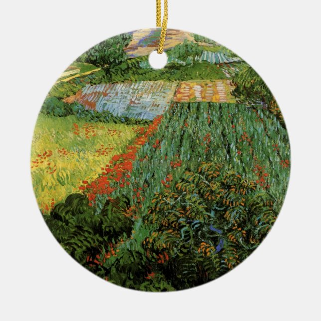 Field with Poppies by Vincent van Gogh Ceramic Ornament (Front)
