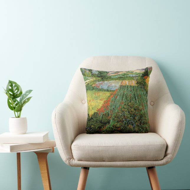Field with Poppies by Vincent van Gogh Throw Pillow (Chair)