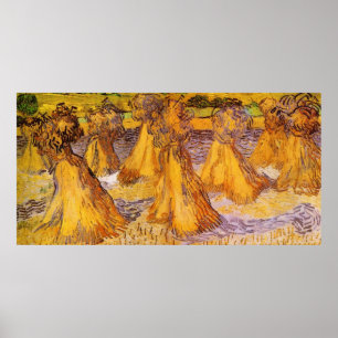 Field with Stacks of Wheat by Van Gogh Poster