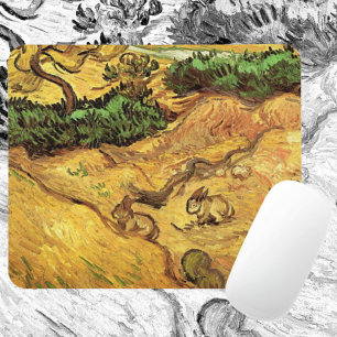 Field with Two Rabbits by Vincent van Gogh Mouse Pad