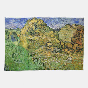 Field with Wheat Stacks by Vincent van Gogh Kitchen Towel