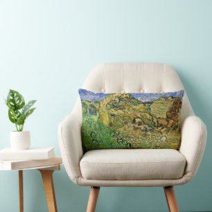 Field with Wheat Stacks by Vincent van Gogh Lumbar Pillow
