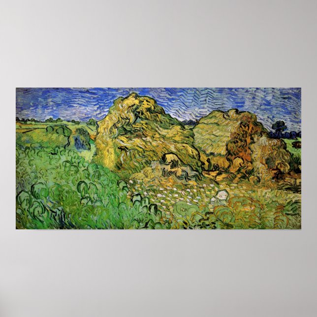 Field with Wheat Stacks by Vincent van Gogh Poster (Front)