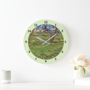 Fields near the Alpilles Vincent van Gogh Large Clock