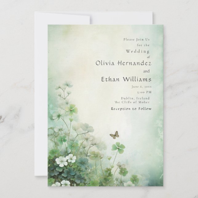 Fields of Clover Wedding Invitation (Front)