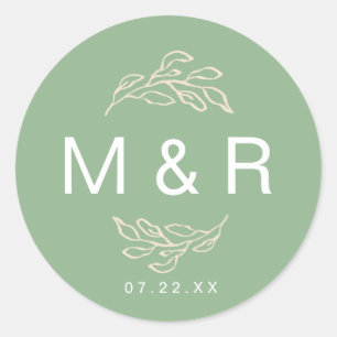 Fields of Dreams Green Floral Monogram Sticker