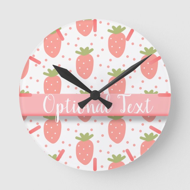 Fields of Strawberries Round Clock (Front)