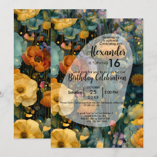 Fields of Wonder Colourful Flower Design Invitation