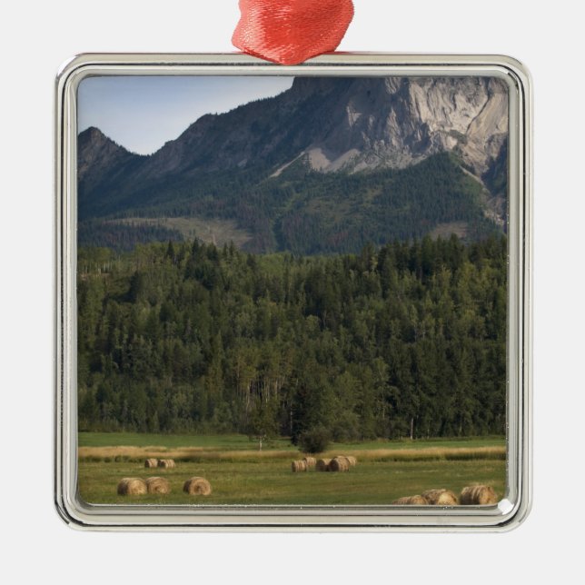 Fields with bailed hay, Alberta, Canada Metal Ornament (Front)
