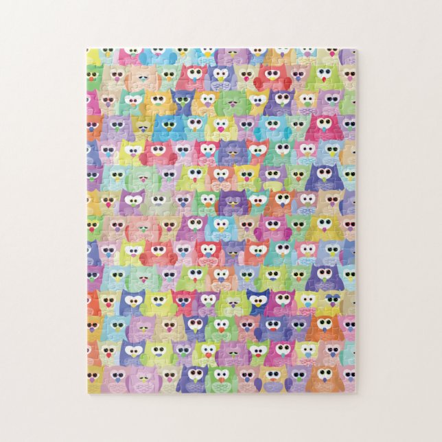 Fiendish Brighlty Coloured Owls Jigsaw Puzzle (Vertical)