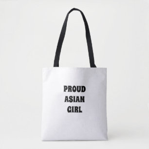 Fier asiatique fille, noir blanc Sac fourre-tout