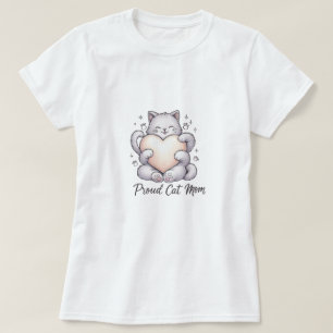 Fier Chat Maman Coeur Hug T-Shirt