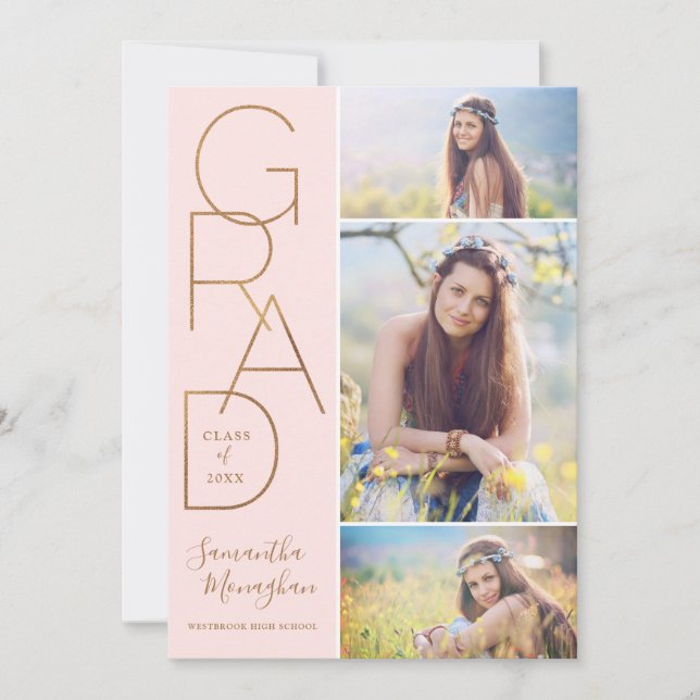 Fier Grad | Faire-part de diplôme | Blush (Devant)