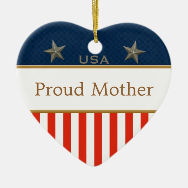 Fier Mère USA Patriotique Photo Coeur Ornement (Devant)