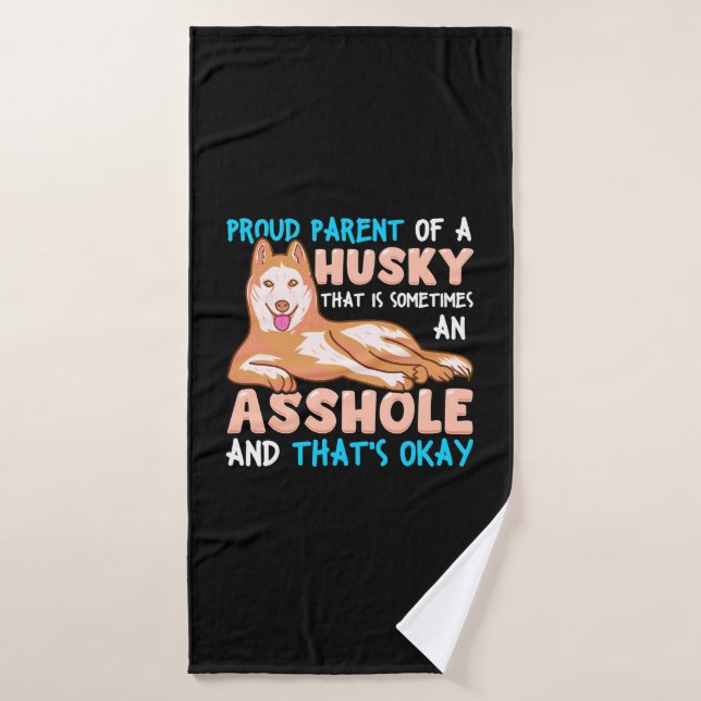 Fier Parent D'Un Chien Husky (Serviette de bain)