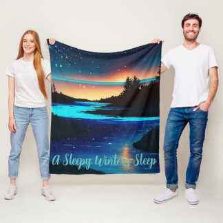 Fierce Abstract River with Magical Stars Sunset - Fleece Blanket
