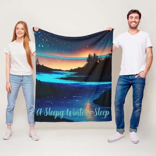 Fierce Abstract River with Magical Stars Sunset - Fleece Blanket (In Situ)