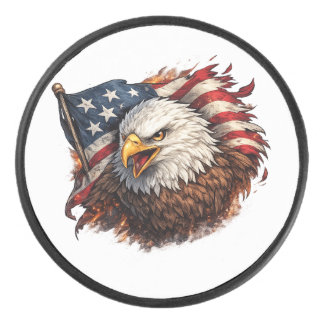 Fierce American Eagle – Patriotic Power Design Hockey Puck