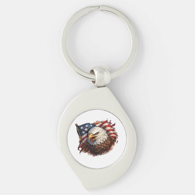 Fierce American Eagle – Patriotic Power Design Keychain (Front)