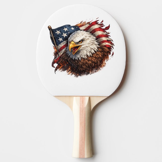 Fierce American Eagle – Patriotic Power Design Ping Pong Paddle (Front)
