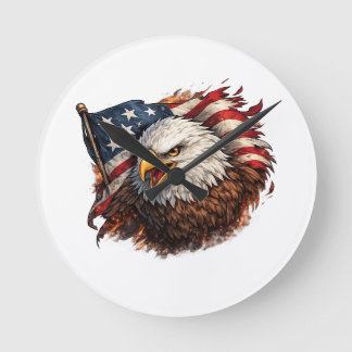 Fierce American Eagle – Patriotic Power Design Round Clock