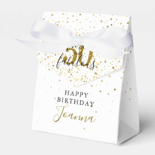 Fierce and Fabulous Birthday Gold and Black Favor Box (Front Side)