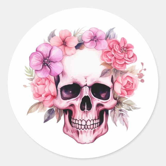 Fierce and Floral Classic Round Sticker (Front)