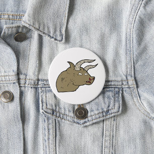 Fierce Angry Bull Head Rustic Wild Animal  3 Inch Round Button