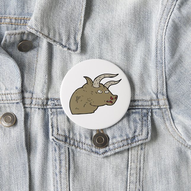 Fierce Angry Bull Head Rustic Wild Animal  3 Inch Round Button (Creator Uploaded)