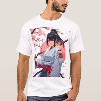 Fierce Anime Samurai Girl Katana |Japanese Warrior T-Shirt