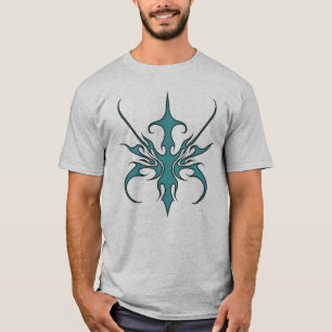 Fierce Aquamarine Tribal Line Art Illustration T-Shirt