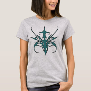 Fierce Aquamarine Tribal Line Art Illustration T-Shirt
