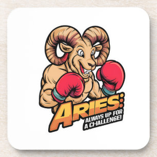 Fierce Aries Ram Boxer "Always Up for a Challenge" Coaster