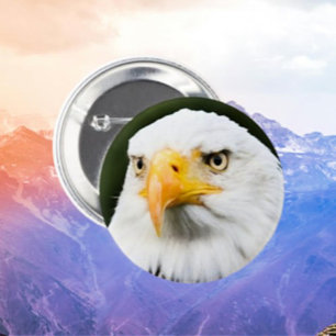 Fierce Bald Eagle Head Patriotic Button