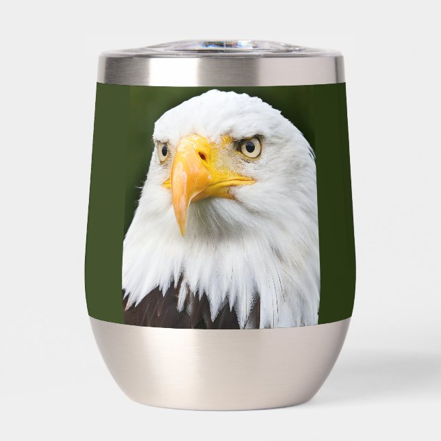 Fierce Bald Eagle Head Patriotic Stemless  (Front)