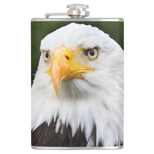 Fierce Bald Eagle Patriotic Flask (Front)