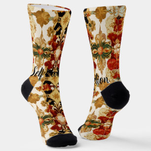 Fierce Baroque Pearl & Floral Art Deco Tiled Motif Socks