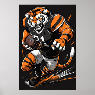 Fierce Bengal Tiger Mascot Poster