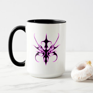 Fierce Black and Pink Tribal Line Art Illustration Mug