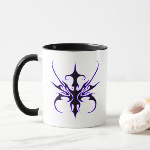 Fierce Black and Purple Tribal Line Art Mug