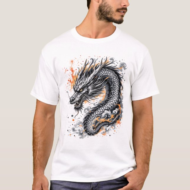 Fierce Black Dragon Art T-Shirt (Front)