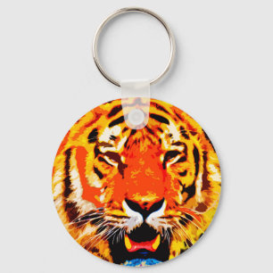 Fierce Bright Orange Siberian Tiger Keychain
